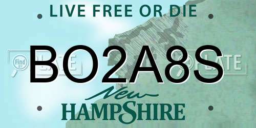 BO2A8S New Hampshire License Plate