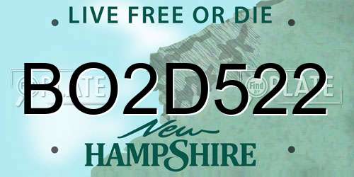BO2D522 New Hampshire License Plate