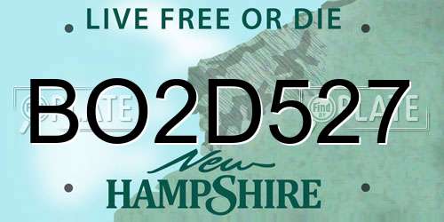 BO2D527 New Hampshire License Plate