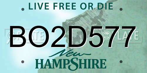 BO2D577 New Hampshire License Plate