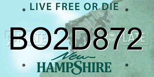 BO2D872 New Hampshire License Plate