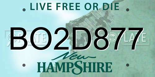 BO2D877 New Hampshire License Plate