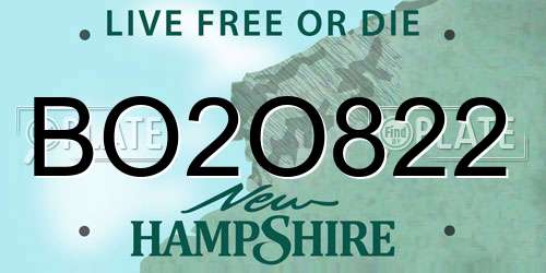 BO2O822 New Hampshire License Plate
