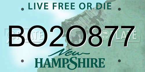 BO2O877 New Hampshire License Plate