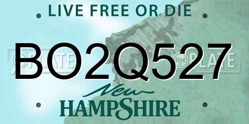 BO2Q527 New Hampshire License Plate