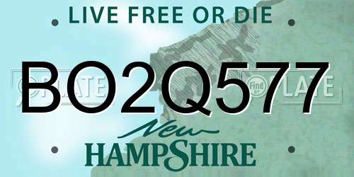 BO2Q577 New Hampshire License Plate