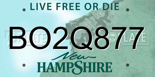 BO2Q877 New Hampshire License Plate