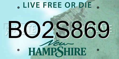 BO2S869 New Hampshire License Plate