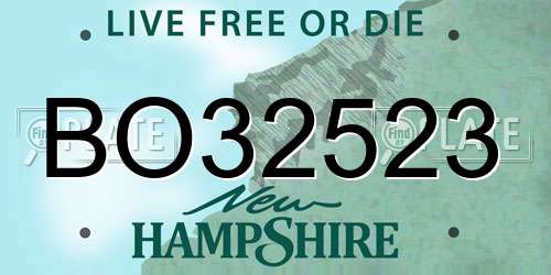 BO32523 New Hampshire License Plate