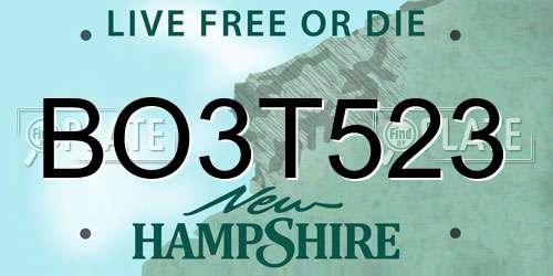 BO3T523 New Hampshire License Plate
