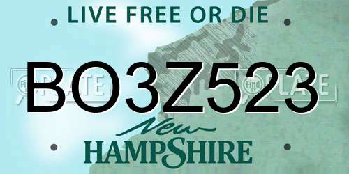 BO3Z523 New Hampshire License Plate
