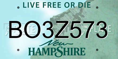 BO3Z573 New Hampshire License Plate