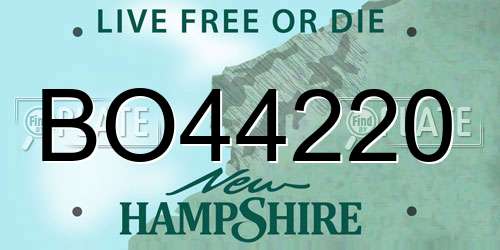 BO44220 New Hampshire License Plate