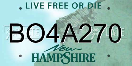BO4A270 New Hampshire License Plate