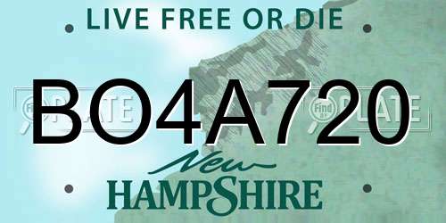 BO4A720 New Hampshire License Plate