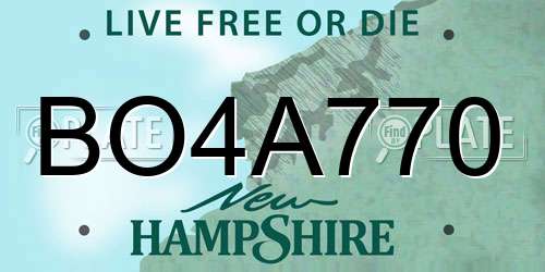 BO4A770 New Hampshire License Plate