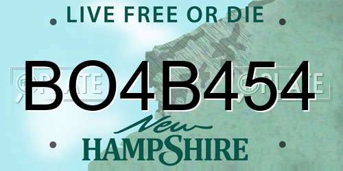 BO4B454 New Hampshire License Plate