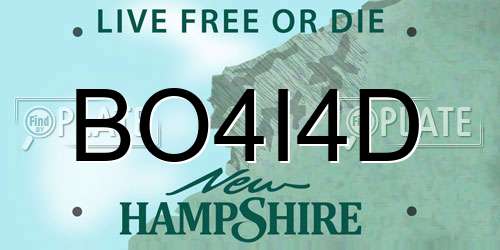 BO4I4D New Hampshire License Plate
