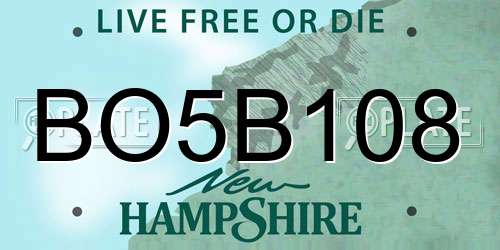 BO5B108 New Hampshire License Plate