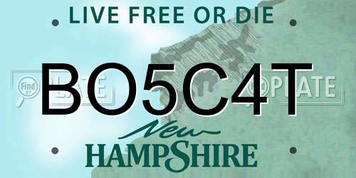 BO5C4T New Hampshire License Plate