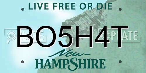 BO5H4T New Hampshire License Plate