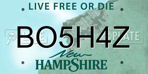 BO5H4Z New Hampshire License Plate