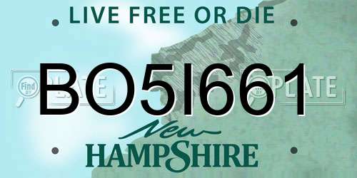 BO5I661 New Hampshire License Plate