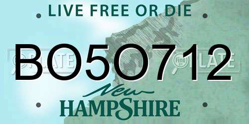 BO5O712 New Hampshire License Plate