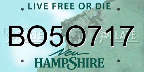 BO5O717 New Hampshire License Plate
