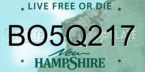 BO5Q217 New Hampshire License Plate