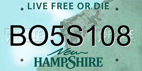 BO5S108 New Hampshire License Plate