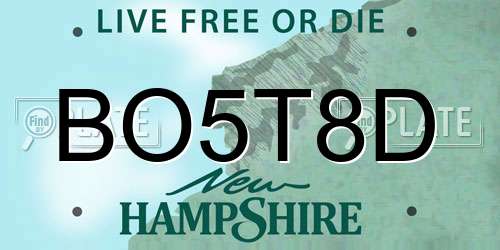 BO5T8D New Hampshire License Plate