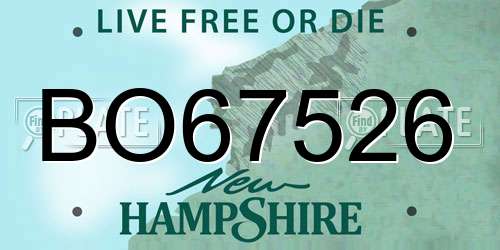 BO67526 New Hampshire License Plate