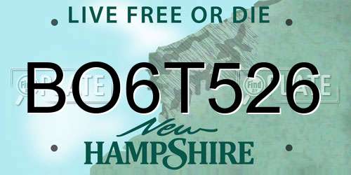 BO6T526 New Hampshire License Plate