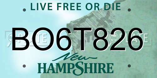BO6T826 New Hampshire License Plate