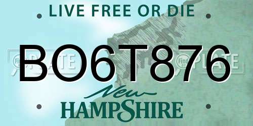 BO6T876 New Hampshire License Plate