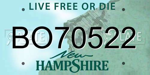 BO70522 New Hampshire License Plate