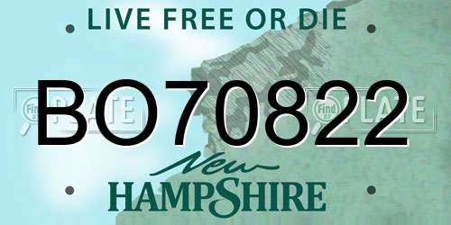 BO70822 New Hampshire License Plate