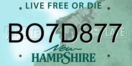 BO7D877 New Hampshire License Plate