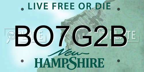 BO7G2B New Hampshire License Plate