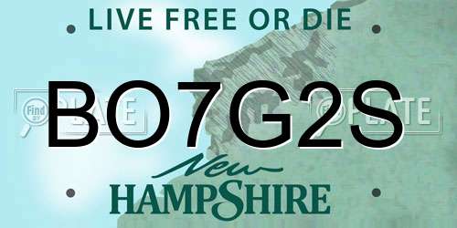 BO7G2S New Hampshire License Plate
