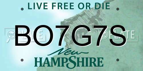 BO7G7S New Hampshire License Plate