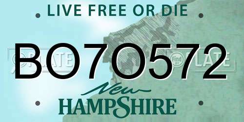 BO7O572 New Hampshire License Plate