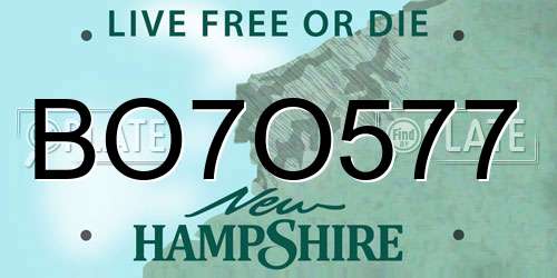 BO7O577 New Hampshire License Plate