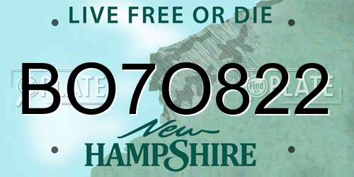 BO7O822 New Hampshire License Plate