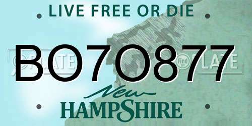 BO7O877 New Hampshire License Plate