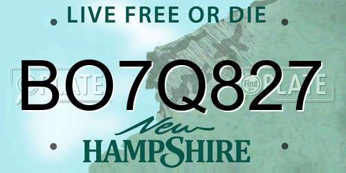BO7Q827 New Hampshire License Plate
