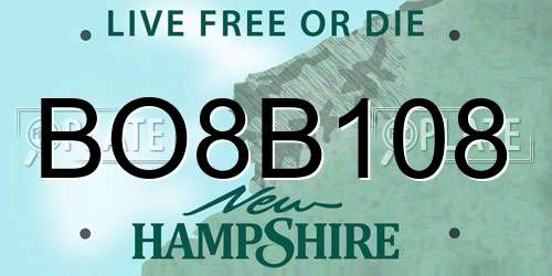 BO8B108 New Hampshire License Plate