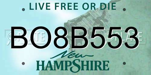 BO8B553 New Hampshire License Plate