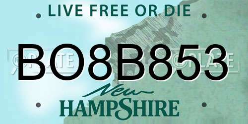 BO8B853 New Hampshire License Plate